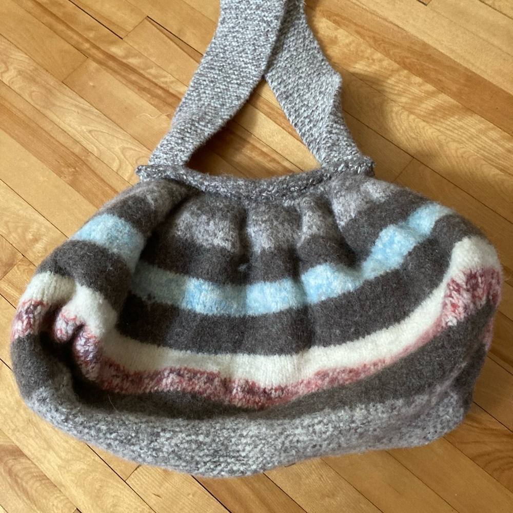 Boiled wool hand made shoulder bag.